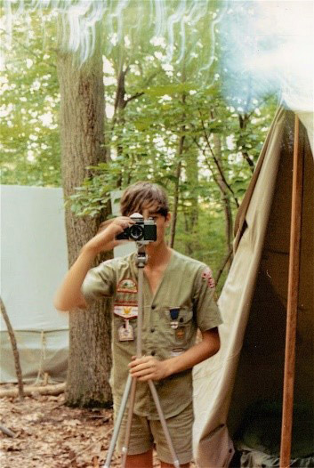 Young David with camera